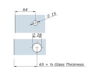 PUNCTO - Point fixe VEA double central pour verre trempé - Tete dépassante- Fixation Verre/Verre/Verre