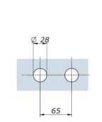Charnière horizontale avec points fixes VEA - Tetes dépassantes - Pousser G/D