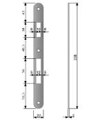 Plaque de gâche - 22x238x2mm bords arrondis - Pour serrure AGB PATENT GRANDE