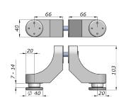 PUNCTO - Point fixe VEA double central pour verre trempé - Tete dépassante- Fixation Verre/Verre/Verre