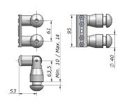 Charnière verticale avec points fixes VEA - Tetes sphériques - Pousser G/D