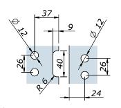 Charnière Quadrat double inversée- Fixation Verre/Verre- 50x50mm