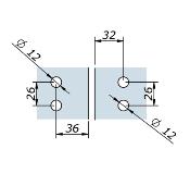 Charnière Quadrat double décalée - Fixation Verre/Verre- 50x50mm