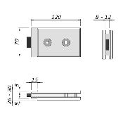Serrure magnétique à ressort 70x120mm avec réservation pour béquille et loquet WC